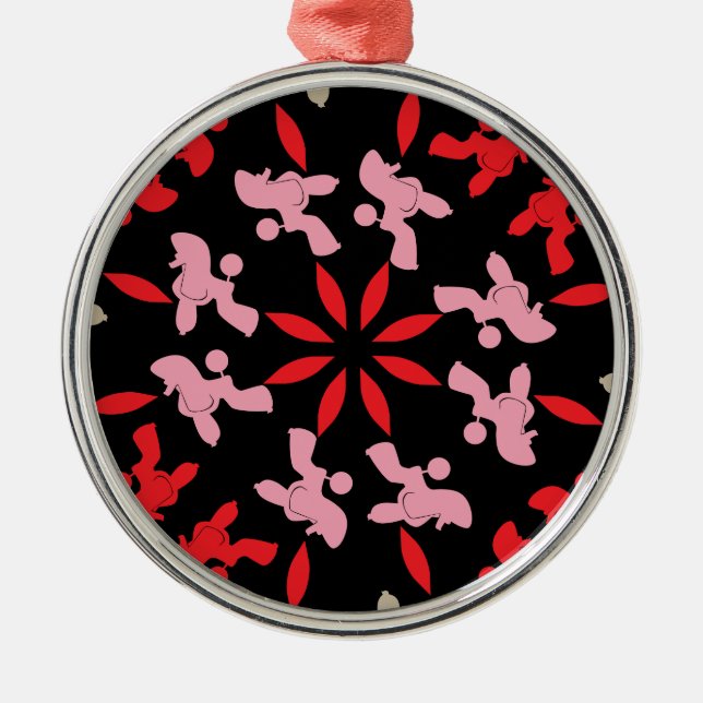 Poodle Pattern Illustration customisable  Metal Ornament (Front)