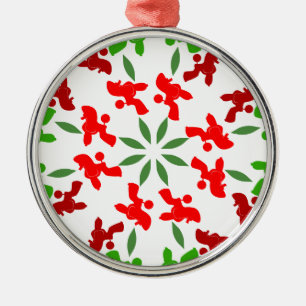 Poodle Pattern Illustration customisable Metal Tree Decoration