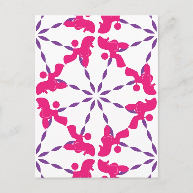 Poodle Pattern Illustration customisable  Postcard (Front)