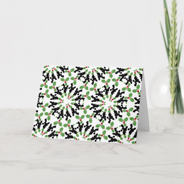 Poodle Pattern Illustration customizable  Holiday Card (Front)