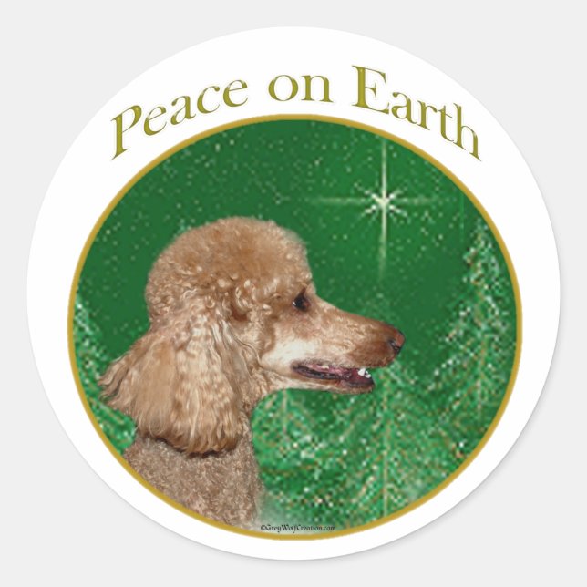 Poodle Peace Classic Round Sticker (Front)