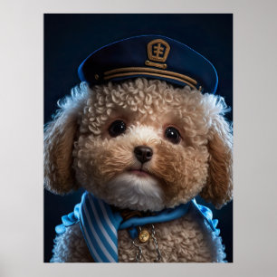Poodle Pilot Captain Poster