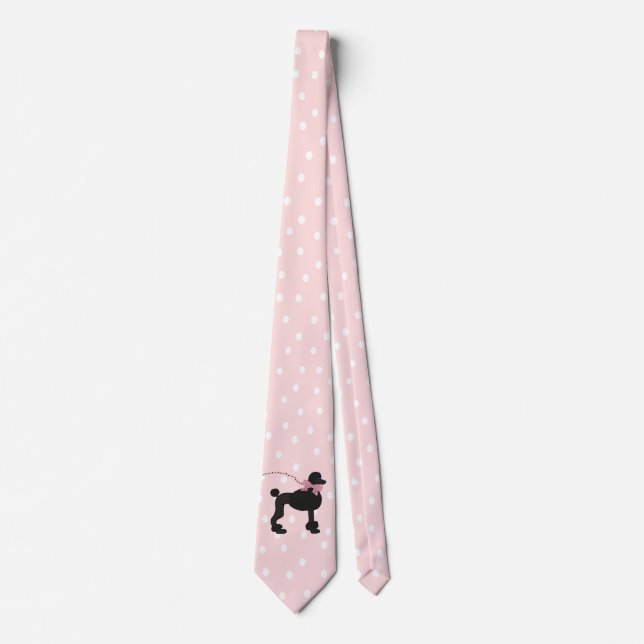 Poodle Pink Polka Dot Neck Tie (Front)