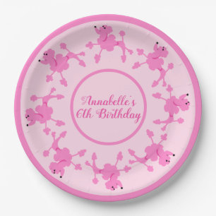 Poodle Power Party Personalise Paper Plate