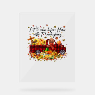 Poodle Pumpkin Vintage Truck Thanksgiving Funny Ha Acrylic Sign