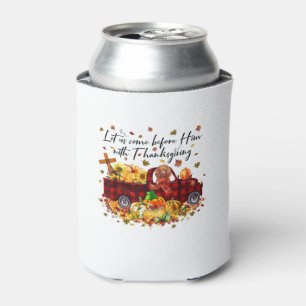 Poodle Pumpkin Vintage Truck Thanksgiving Funny Ha Can Cooler
