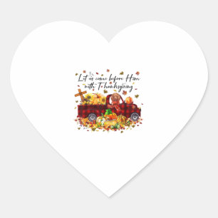 Poodle Pumpkin Vintage Truck Thanksgiving Funny Ha Heart Sticker