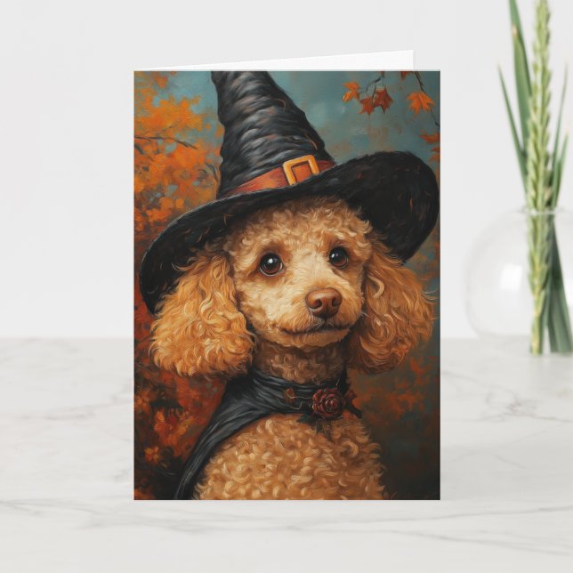 Poodle Pup Halloween Holiday Card (Front)