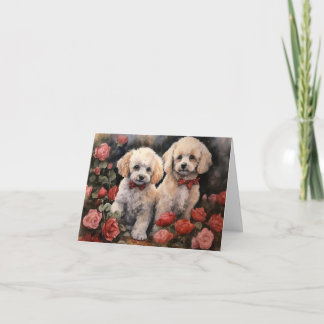 Poodle Puppies Valentine's Day Card