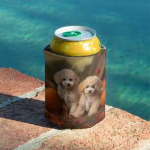 Poodle Puppy Autumn Delight Pumpkin Can Cooler