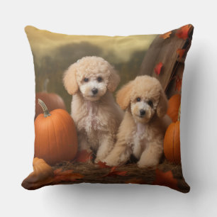 Poodle Puppy Autumn Delight Pumpkin Cushion