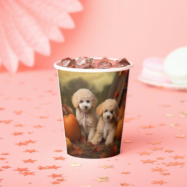 Poodle Puppy Autumn Delight Pumpkin Paper Cups (Insitu)