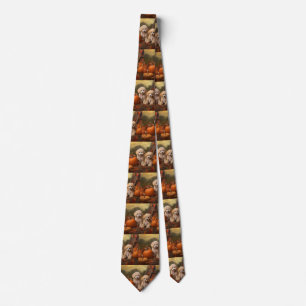 Poodle Puppy Autumn Delight Pumpkin Tie