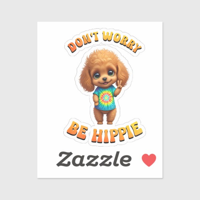 Poodle Puppy Hippie Happy Dog  (Sheet)