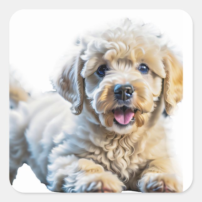 Poodle Puppy Square Sticker (Front)