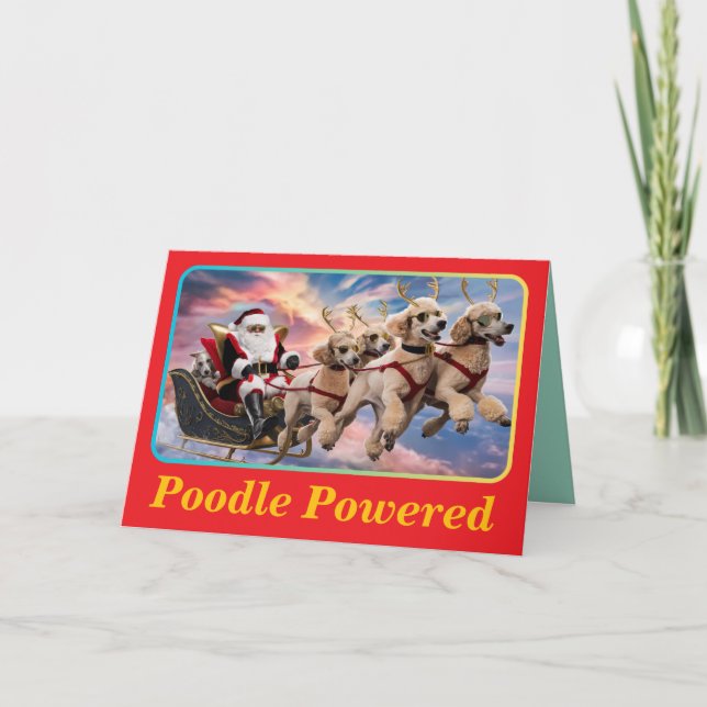 Poodle Reindeer Card (Front)