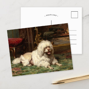 Poodle Resting on the Hearth French School Postcard