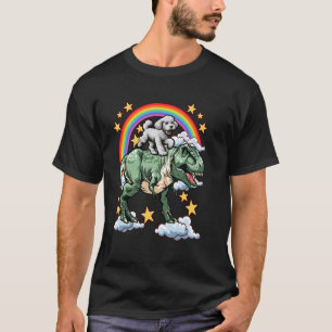 Poodle Rides a Dinosaur Dino T-Shirt