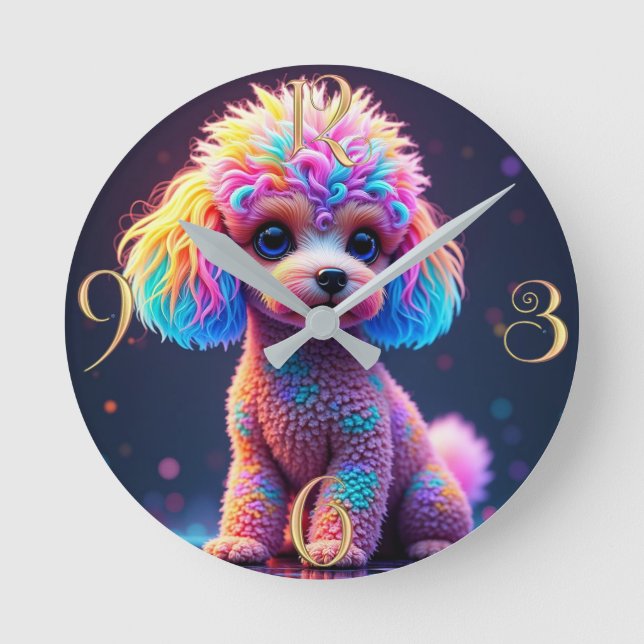 Poodle Round Clock (Front)