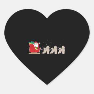 Poodle Santa Christmas Sleigh - Funny Poodle Xmas Heart Sticker