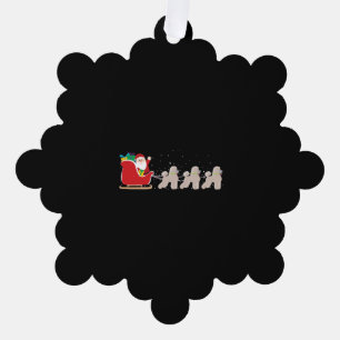 Poodle Santa Christmas Sleigh - Funny Poodle Xmas Tree Decoration Card