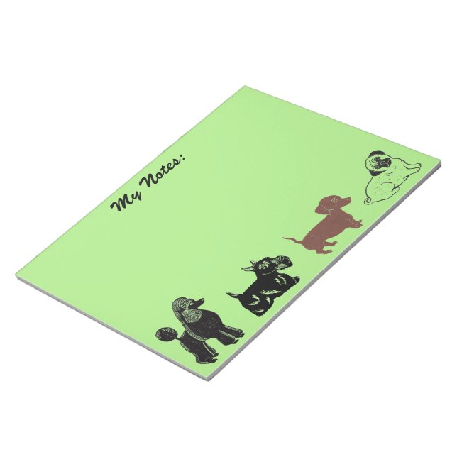 Poodle, Scottie, Dachshund, and Pug Notepad (Angled)