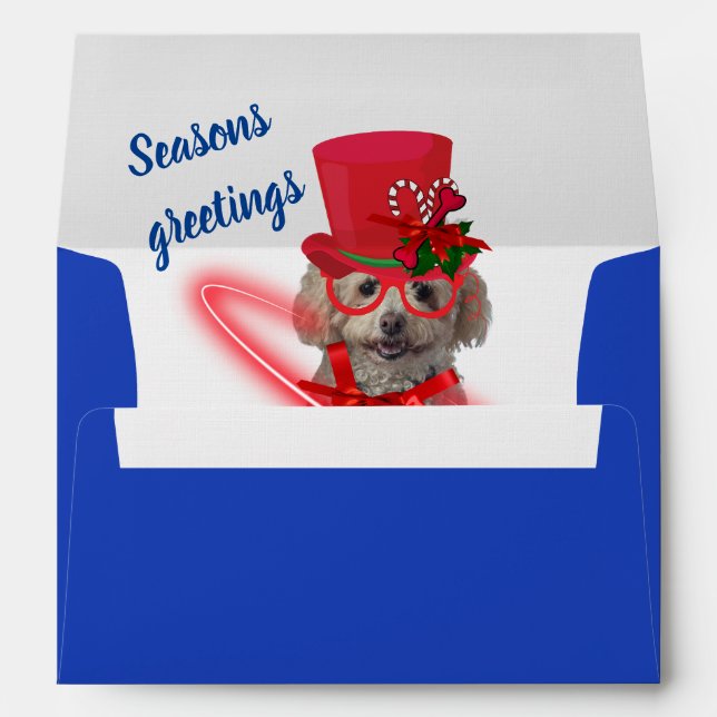 Poodle Seasons Greetings Matching Blue Envelopes (Back (Bottom))