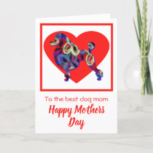 Poodle Silhouette Dog Red Heart Mother’s Day Card