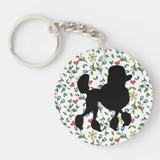 Poodle Silhouette  Key Ring (Front)