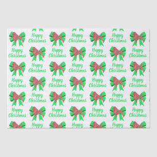 Poodle Silhouette White Christmas Dog & Green Bow Tissue Paper