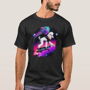 Poodle Skateboarding in Outer Space Retro Vintage T-Shirt