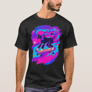Poodle Skateboarding in Outer Space Retro Vintage T-Shirt