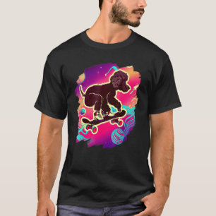 Poodle Skateboarding in Outer Space Retro Vintage T-Shirt