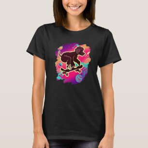 Poodle Skateboarding in Outer Space Retro Vintage T-Shirt