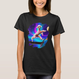 Poodle Skateboarding in Outer Space Retro Vintage T-Shirt