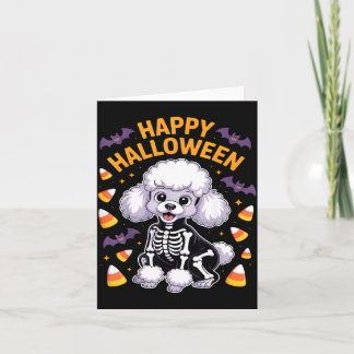 Poodle Skeleton Happy Halloween Card