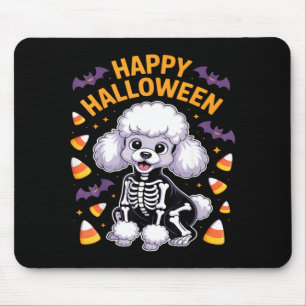 Poodle Skeleton Happy Halloween Mouse Pad