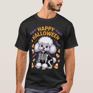Poodle Skeleton Happy Halloween T-Shirt