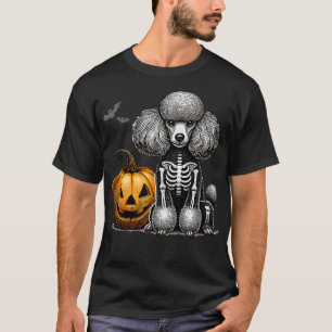 Poodle Skeleton Jack O Lantern Funny Dog Halloween T-Shirt