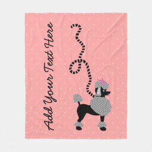 Poodle Skirt Dog Retro Pink 50s Modern Dots Custom Fleece Blanket