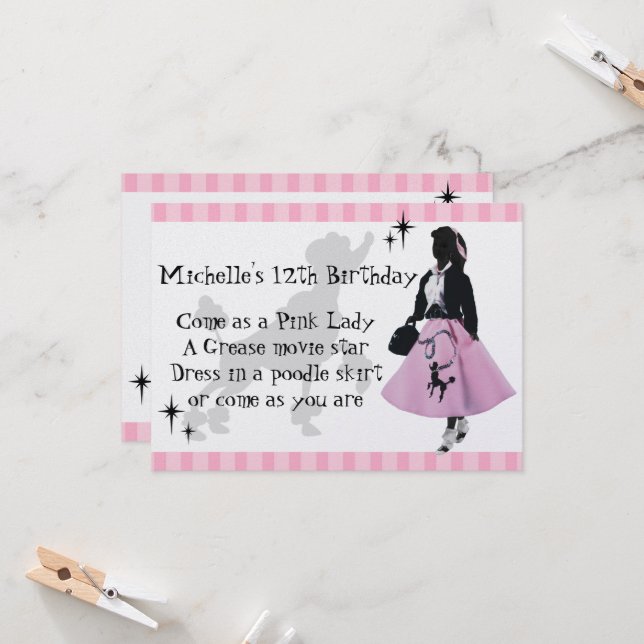 Poodle Skirt Fun Invitation (Front/Back In Situ)