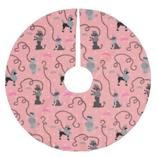Poodle Skirt Retro Pink and Black 50s Pattern Brushed Polyester Tree Skirt