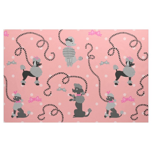 Poodle Skirt Retro Pink and Black 50s Pattern Fabric (Fat Quarter)