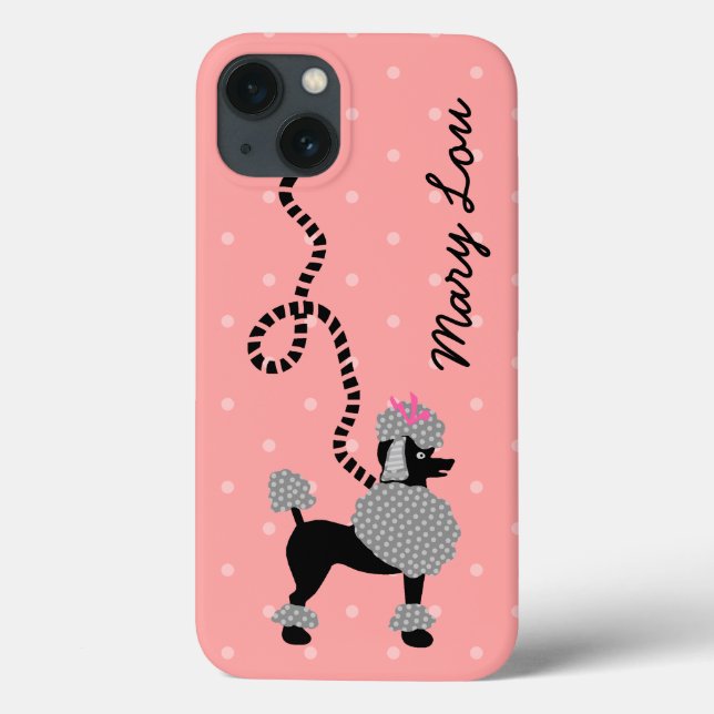 Poodle Skirt Retro Pink and Black 50s Personalised Case-Mate iPhone Case (Back)
