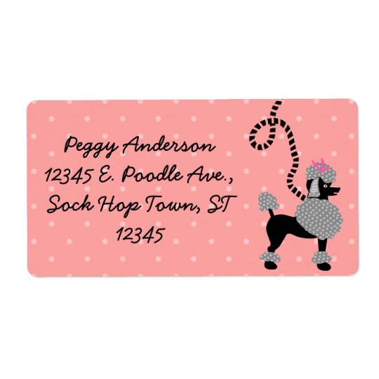 Poodle Skirt Retro Pink and Black 50s Personalised Shipping Label