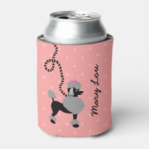 Poodle Skirt Retro Pink Black 50s Mod Personalised Can Cooler