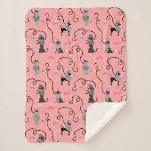 Poodle Skirt Retro Pink Black Modern 50s Pattern Sherpa Blanket