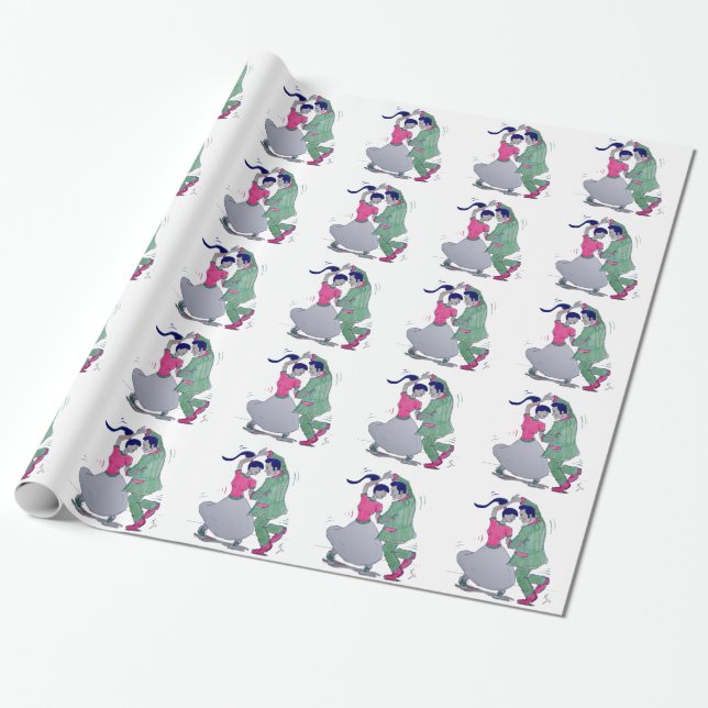 Poodle skirt saddle shoes wrapping paper (Unrolled)