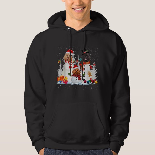 Poodle Snowman Christmas Lights Santa Dog Xmas Paj Hoodie (Front)