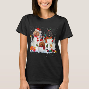 Poodle Snowman Christmas Lights Santa Dog Xmas Paj T-Shirt